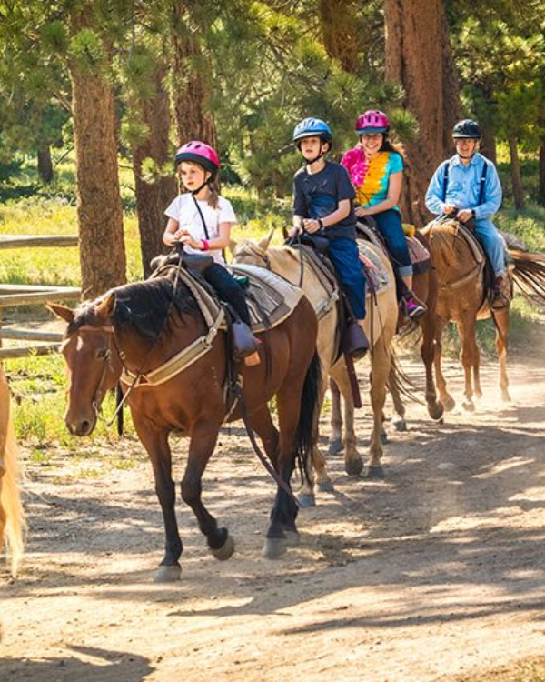 ragazzi a cavallo in campagna